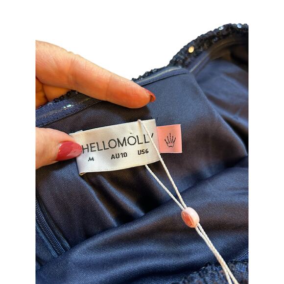 NWT - Hello Molly Navy Blue Sequined Gown - Size M - Picture 3 of 16